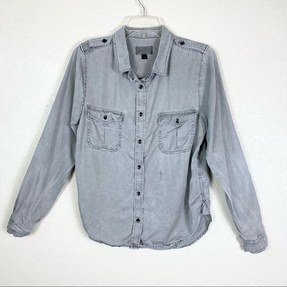 Universal Thread Grey Long Sleeve Oversized Button Up Shirt - Picture 4 of 7